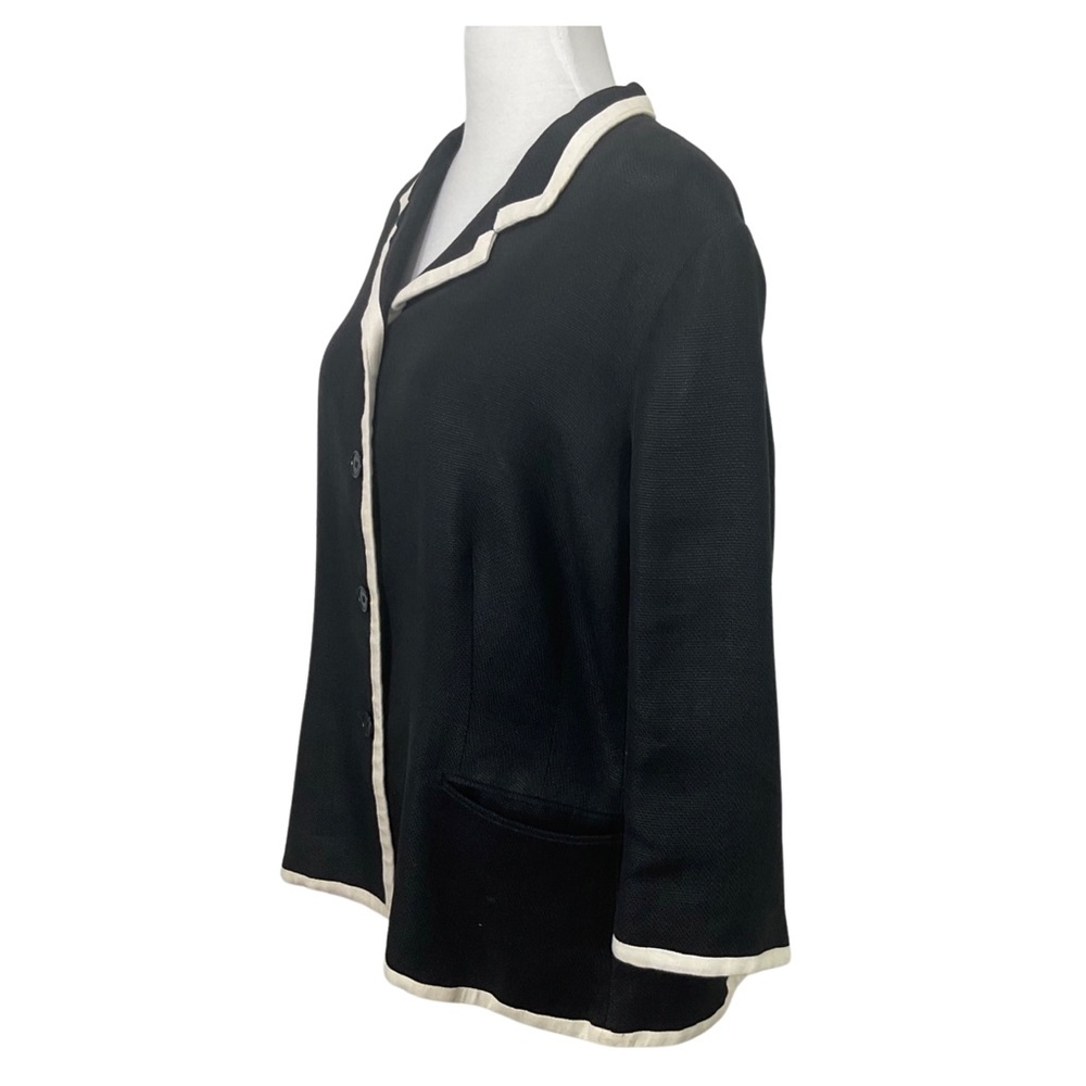Lauren Ralph Lauren Black Linen Blazer Jacket Size 18W - Picture 2 of 7